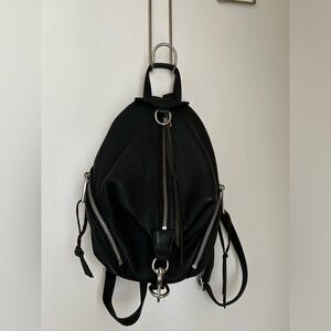 Small Julian Black Pebbled Leather  Backpack - Rebecca Minkoff